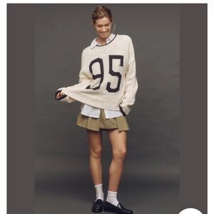 ISO Porridge Cream Sweater with Navy  Number 95 size XS, S, or M